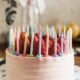 a birthday cake with candles