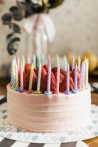 a birthday cake with candles