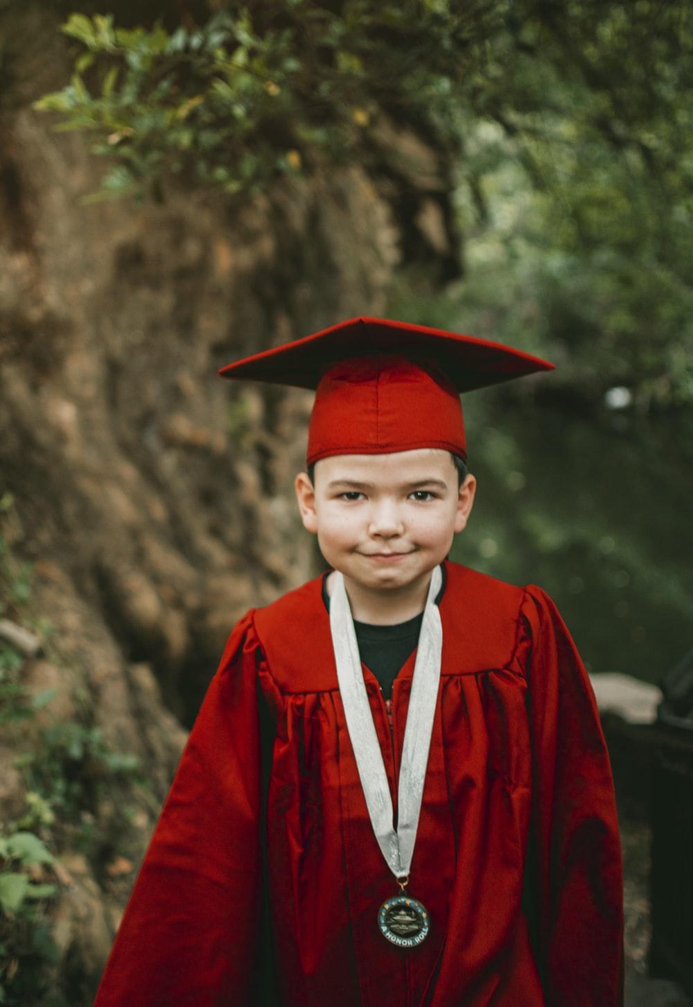 A boy graduating from school