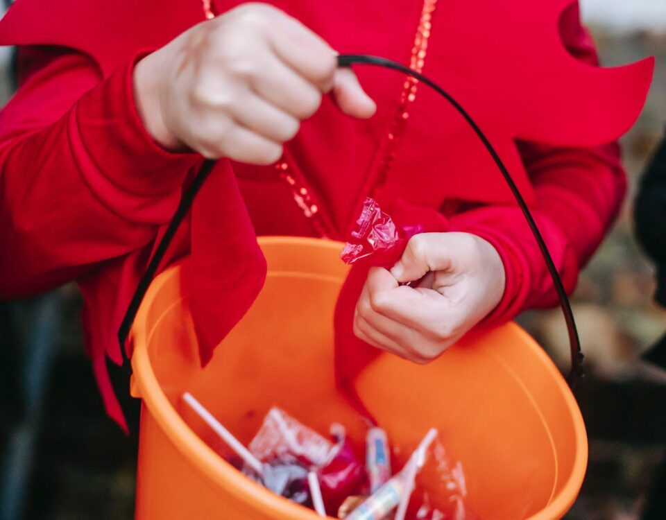 A child going trick or treating