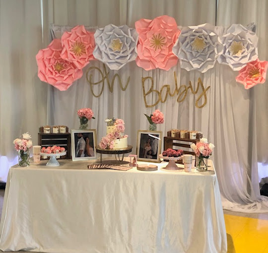 An image of a floral-themed baby shower décor