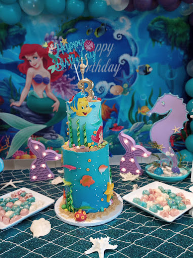 little mermaid themed cake