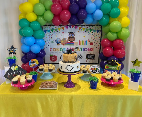 An image showing a graduation party setup at BirthdayLand