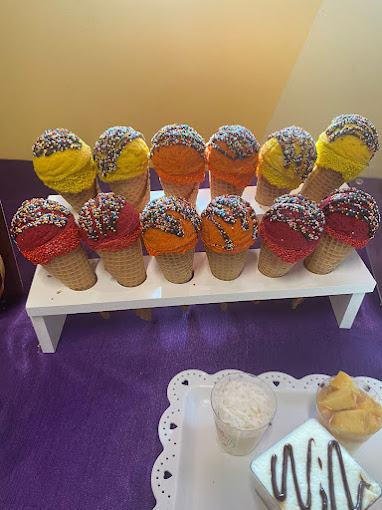 Colorful cone ice-creams at a graduation party dessert corner at BirthdayLand