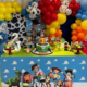 A Toy Story-themed birthday party at BirthdayLand with décor, cake, and other themed items
