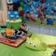 a three-tiered cake on a table