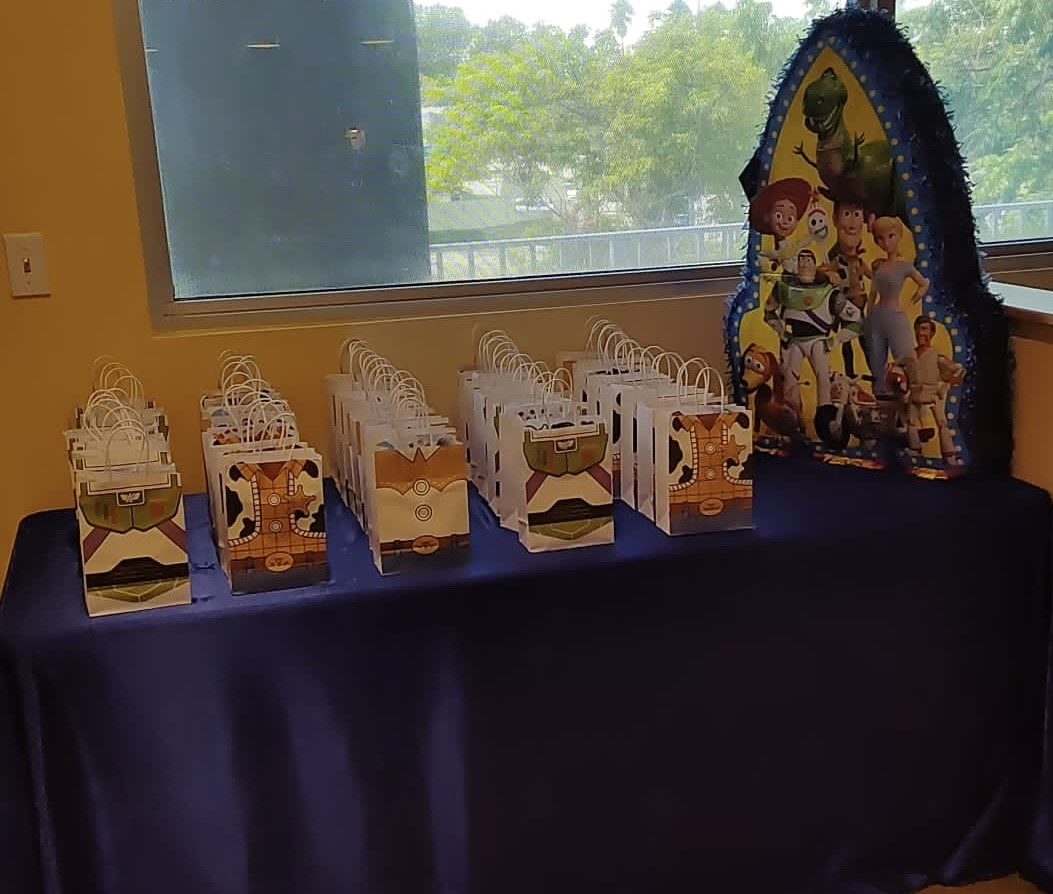a table arranged with multiple party favors