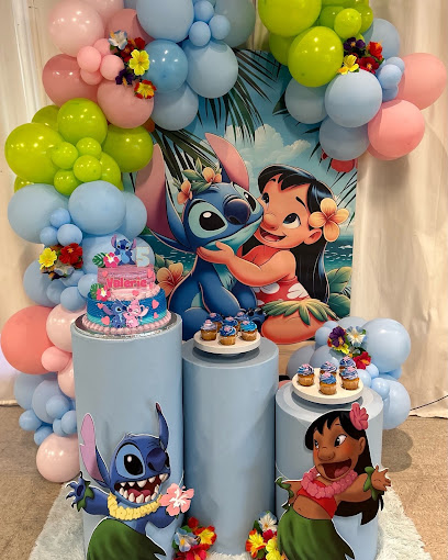 A themed cake and cupcakes for a birthday celebration at BirthdayLand